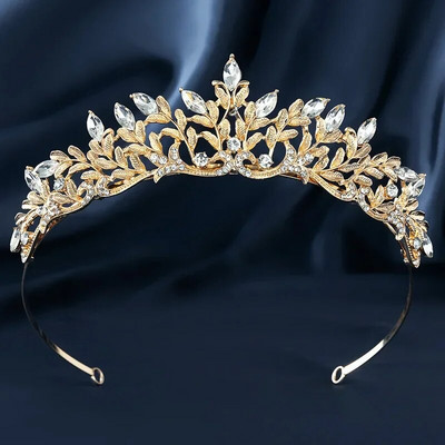 Kroonilehed Vesipiisa tiaara pulmaaksessuaarid Naiste kunstkivist peo-printsess päkapiku tiaara aksessuaarid