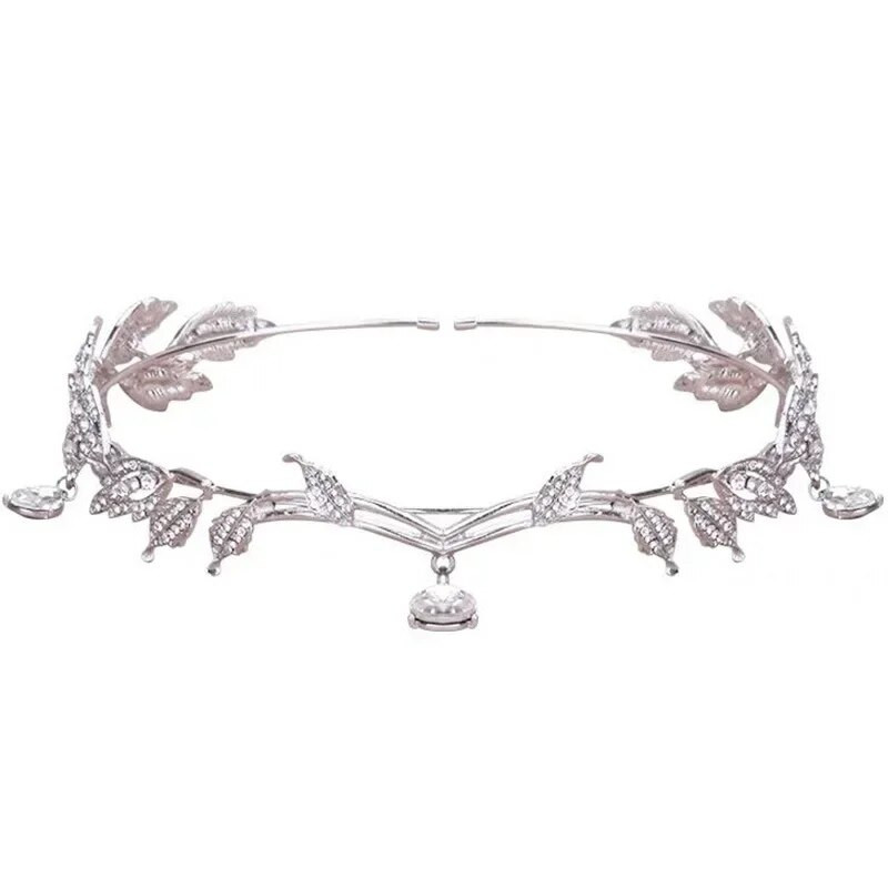 Kroonilehed Vesipiisa tiaara pulmaaksessuaarid Naiste kunstkivist peo-printsess päkapiku tiaara aksessuaarid