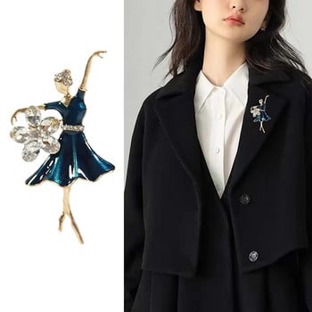 Ново пристигане 1PC модни дамски емайлирани кристали цвете балетист брошка игла шал дрехи брошка подарък