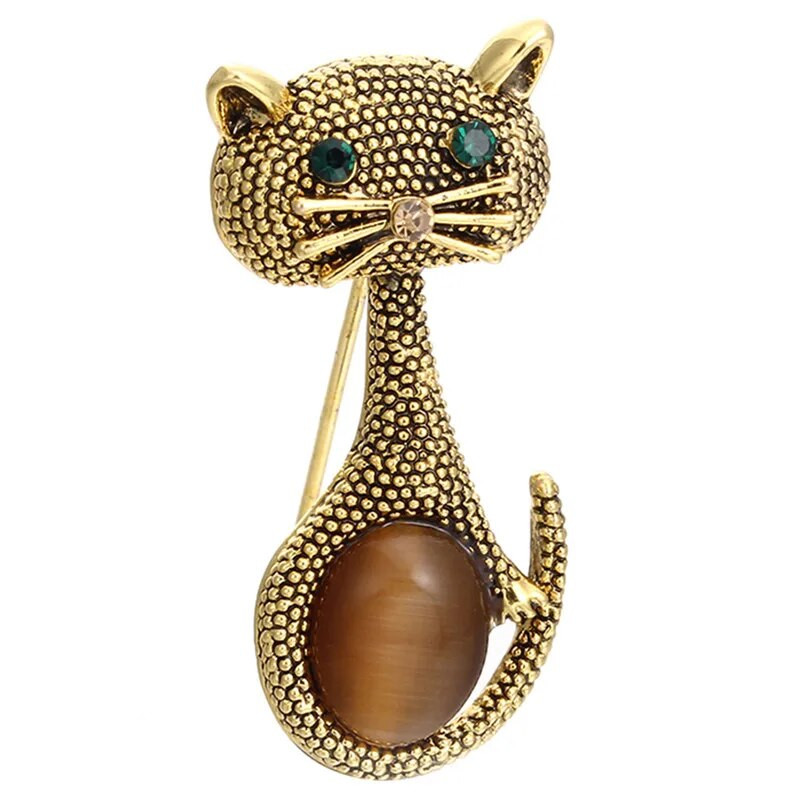 1gab Vintage Green Eyes Kaķi Piespraude Korsāža Opāli Dzīvnieku saktas Sievietēm un Vīriešiem Dāvanas Mazas Hidžabu Piespraudes