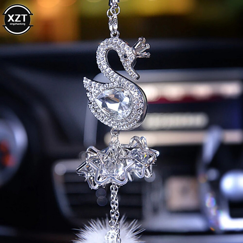 Blingi kristallist kaunistusega autoripats autoripats kivist plüüsist palli tahavaatepeegli rippuv kaunistus