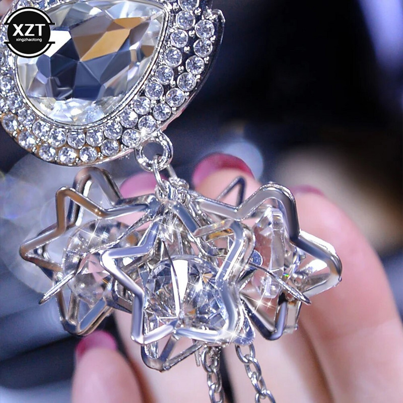 Blingi kristallist kaunistusega autoripats autoripats kivist plüüsist palli tahavaatepeegli rippuv kaunistus