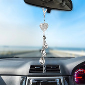 Autode rippuvad kaunistused Crystal Heart tahavaatepeegli kaunistused Teemant Blingi tarvikud naistele Autode sisustustarbed