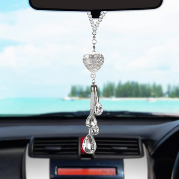 Διακοσμητικά κρεμαστά αυτοκινήτου Κρυστάλλινα στολίδια καθρέφτη οπισθοπορείας Διαμαντένια αξεσουάρ για γυναικείες προμήθειες εσωτερικού αυτοκινήτου