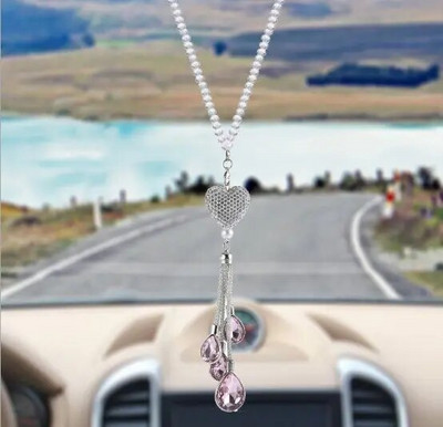 Autode rippuvad kaunistused Crystal Heart tahavaatepeegli kaunistused Teemant Blingi tarvikud naistele Autode sisustustarbed