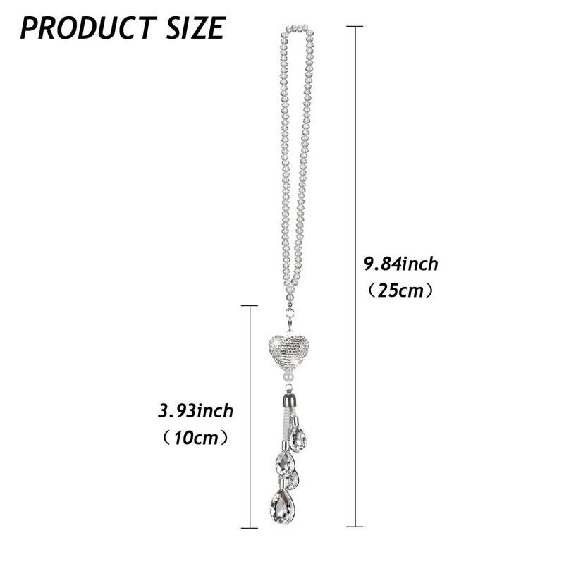 Autode rippuvad kaunistused Crystal Heart tahavaatepeegli kaunistused Teemant Blingi tarvikud naistele Autode sisustustarbed