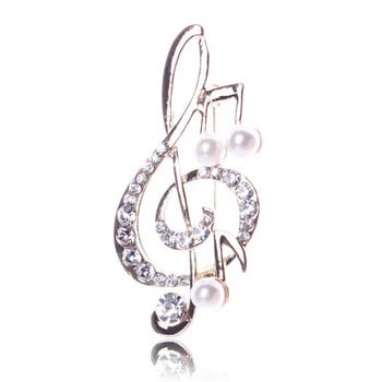 1 τμχ Κομψή νότα μουσικής με στρας Υψηλής ποιότητας Υπέροχη κρυστάλλινη καρφίτσα Μόδα κοσμήματα με καρφίτσα χριστουγεννιάτικο δώρο