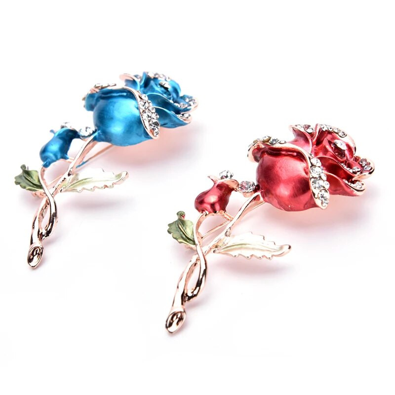 Μόδα Γυναικεία Πολυτελή Κόκκινα/Μπλε στρας Ροζ λουλούδι καρφίτσα καρφίτσα Νυφικό νυφικό Αξεσουάρ Κοσμήματα Μπροσούρες