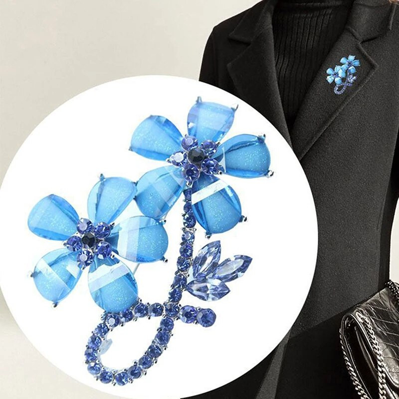 1 tk Moekristall topelt sinised lilled prossid Naiste ehted pulmapeo aksessuaarid