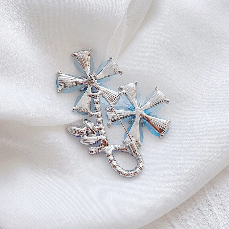 1 tk Moekristall topelt sinised lilled prossid Naiste ehted pulmapeo aksessuaarid