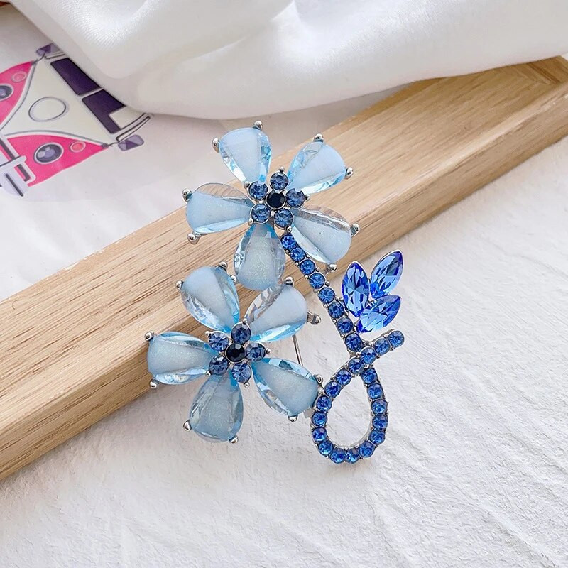 1 tk Moekristall topelt sinised lilled prossid Naiste ehted pulmapeo aksessuaarid