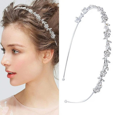 Κρυστάλλινο Rhinestone Headband Pearls Hairband για γυναίκες Νυφικός γάμος Tiara Αξεσουάρ μαλλιών Crown Headband Headband Κοσμήματα για τα μαλλιά