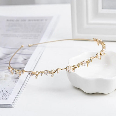 Κρυστάλλινο Rhinestone Headband Pearls Hairband για γυναίκες Νυφικός γάμος Tiara Αξεσουάρ μαλλιών Crown Headband Headband Κοσμήματα για τα μαλλιά