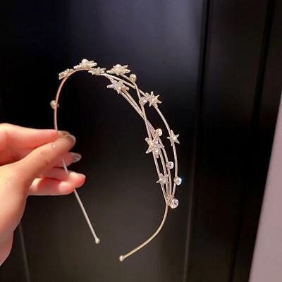 Κρυστάλλινο Rhinestone Headband Pearls Hairband για γυναίκες Νυφικός γάμος Tiara Αξεσουάρ μαλλιών Crown Headband Headband Κοσμήματα για τα μαλλιά