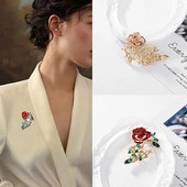 1tk Fashion Diamond Rose Lilled Pross Pin Naise Peorõivad Sall Ehted Aksessuaarid