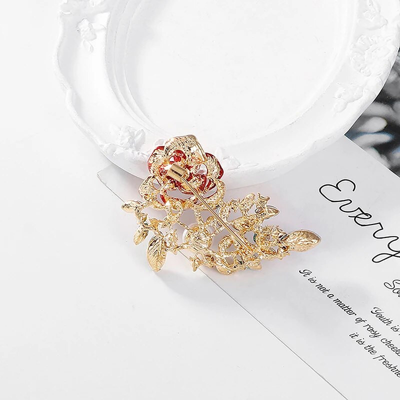 1tk Fashion Diamond Rose Lilled Pross Pin Naise Peorõivad Sall Ehted Aksessuaarid