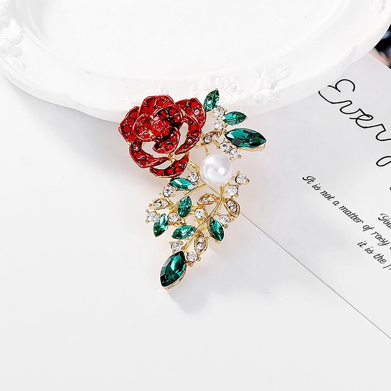 1tk Fashion Diamond Rose Lilled Pross Pin Naise Peorõivad Sall Ehted Aksessuaarid