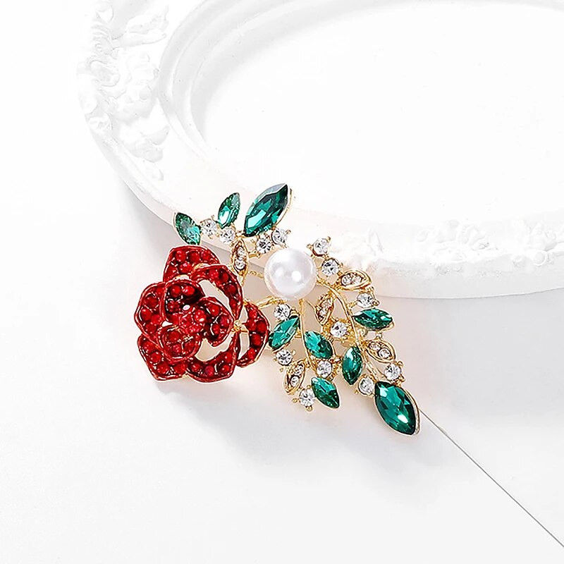 1tk Fashion Diamond Rose Lilled Pross Pin Naise Peorõivad Sall Ehted Aksessuaarid