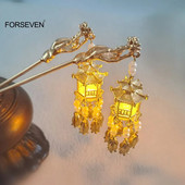 Kinijos triušio žibinto plaukų segtukai plaukų lazdelės LED šviesūs plaukų aksesuarai moterims vaikams Retro lotoso gėlių kutų galvos apdangalai