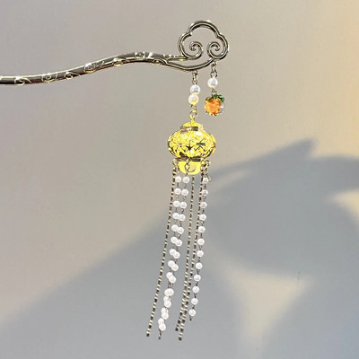 Kinijos triušio žibinto plaukų segtukai plaukų lazdelės LED šviesūs plaukų aksesuarai moterims vaikams Retro lotoso gėlių kutų galvos apdangalai