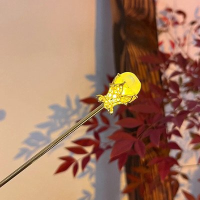 Kinijos triušio žibinto plaukų segtukai plaukų lazdelės LED šviesūs plaukų aksesuarai moterims vaikams Retro lotoso gėlių kutų galvos apdangalai