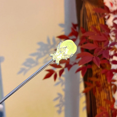 Kinijos triušio žibinto plaukų segtukai plaukų lazdelės LED šviesūs plaukų aksesuarai moterims vaikams Retro lotoso gėlių kutų galvos apdangalai