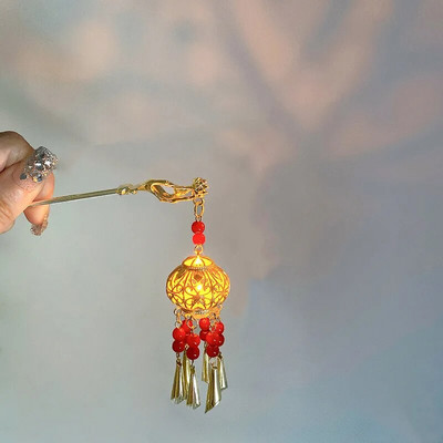 Kinijos triušio žibinto plaukų segtukai plaukų lazdelės LED šviesūs plaukų aksesuarai moterims vaikams Retro lotoso gėlių kutų galvos apdangalai