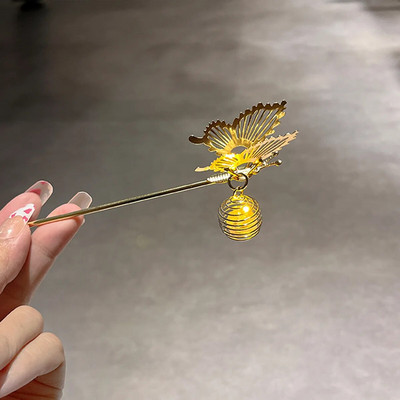 Kinijos triušio žibinto plaukų segtukai plaukų lazdelės LED šviesūs plaukų aksesuarai moterims vaikams Retro lotoso gėlių kutų galvos apdangalai