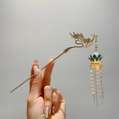 Kinijos triušio žibinto plaukų segtukai plaukų lazdelės LED šviesūs plaukų aksesuarai moterims vaikams Retro lotoso gėlių kutų galvos apdangalai