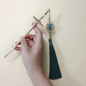Нов пънк метален меч пискюл висулка фиби китайски прости пръчки за коса за жени Модерен Направи си сам инструменти за дизайн на прическа аксесоари
