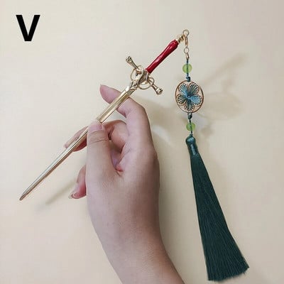 Νέα φουρκέτα κρεμαστό φουντάκι με φούντα μεταλλικό σπαθί, κινέζικα απλά μπαστούνια μαλλιών για γυναίκες Μοντέρνα DIY Εργαλεία σχεδίασης χτενίσματος Αξεσουάρ