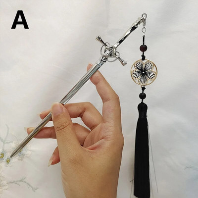 Νέα φουρκέτα κρεμαστό φουντάκι με φούντα μεταλλικό σπαθί, κινέζικα απλά μπαστούνια μαλλιών για γυναίκες Μοντέρνα DIY Εργαλεία σχεδίασης χτενίσματος Αξεσουάρ