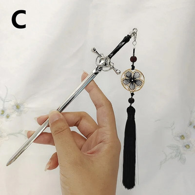 Νέα φουρκέτα κρεμαστό φουντάκι με φούντα μεταλλικό σπαθί, κινέζικα απλά μπαστούνια μαλλιών για γυναίκες Μοντέρνα DIY Εργαλεία σχεδίασης χτενίσματος Αξεσουάρ