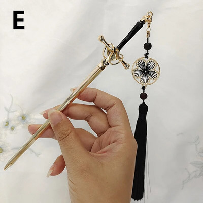 Νέα φουρκέτα κρεμαστό φουντάκι με φούντα μεταλλικό σπαθί, κινέζικα απλά μπαστούνια μαλλιών για γυναίκες Μοντέρνα DIY Εργαλεία σχεδίασης χτενίσματος Αξεσουάρ