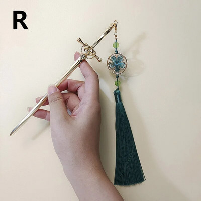 Νέα φουρκέτα κρεμαστό φουντάκι με φούντα μεταλλικό σπαθί, κινέζικα απλά μπαστούνια μαλλιών για γυναίκες Μοντέρνα DIY Εργαλεία σχεδίασης χτενίσματος Αξεσουάρ