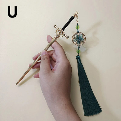 Νέα φουρκέτα κρεμαστό φουντάκι με φούντα μεταλλικό σπαθί, κινέζικα απλά μπαστούνια μαλλιών για γυναίκες Μοντέρνα DIY Εργαλεία σχεδίασης χτενίσματος Αξεσουάρ