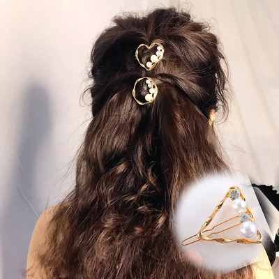 Glamour Fashion Hair Clip Καρφίτσες μαλλιών για γυναίκες Γλυκιές φουρκέτες Κοσμήματα Lady Pearl Barrette Stick Heart Headwear Παιδικά κορίτσια Παιδιά