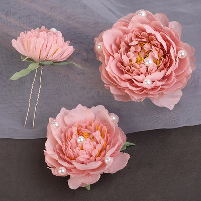 U-kujulised punased juuksenõelad Juukseklambrid Pulmajuukseaksessuaarid Naistele Roosilillega peakatted Kahvlid Pruudi peakatted Juukseehted