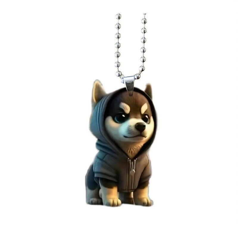 1db Cartoon Husky Design 2D akril karácsonyfa medál, autós kiegészítők, autó belső tükör függő dekoráció