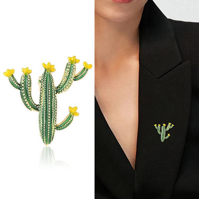 1PC Модни емайлирани брошки за кактус за жени Унисекс Прекрасни упорити жизнени растения Парти Ежедневни брошки Игли Подаръци