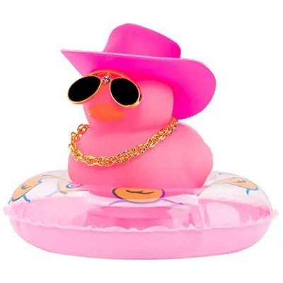 Πολύχρωμο καουμπόικο καπέλο τζέντλεμαν Καπέλο αυτοκινήτου Λαστιχένια πάπια Διακοσμήσεις ταμπλό στολίδι Χαριτωμένα εσωτερικά αξεσουάρ Πάπια με δαχτυλίδι