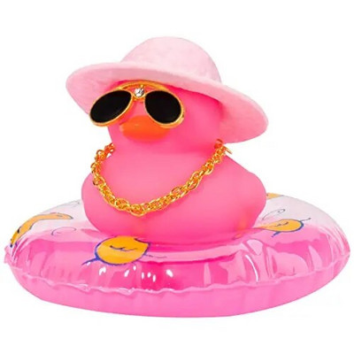 Πολύχρωμο καουμπόικο καπέλο τζέντλεμαν Καπέλο αυτοκινήτου Λαστιχένια πάπια Διακοσμήσεις ταμπλό στολίδι Χαριτωμένα εσωτερικά αξεσουάρ Πάπια με δαχτυλίδι