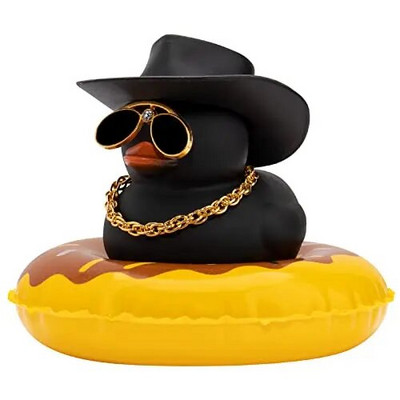 Πολύχρωμο καουμπόικο καπέλο τζέντλεμαν Καπέλο αυτοκινήτου Λαστιχένια πάπια Διακοσμήσεις ταμπλό στολίδι Χαριτωμένα εσωτερικά αξεσουάρ Πάπια με δαχτυλίδι