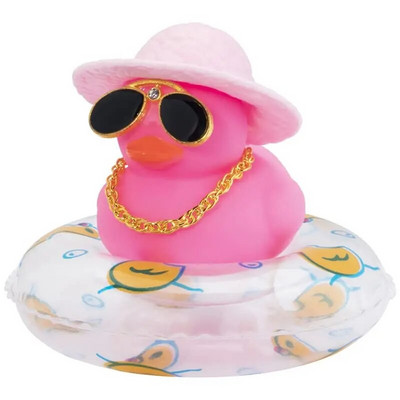 Πολύχρωμο καουμπόικο καπέλο τζέντλεμαν Καπέλο αυτοκινήτου Λαστιχένια πάπια Διακοσμήσεις ταμπλό στολίδι Χαριτωμένα εσωτερικά αξεσουάρ Πάπια με δαχτυλίδι