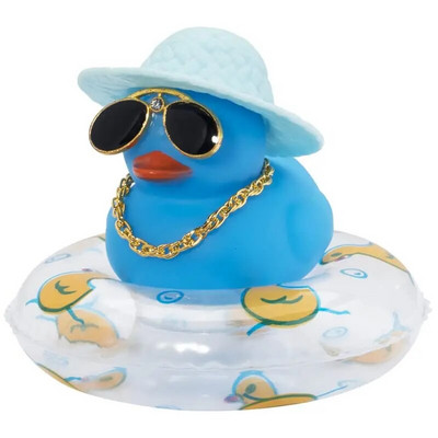 Πολύχρωμο καουμπόικο καπέλο τζέντλεμαν Καπέλο αυτοκινήτου Λαστιχένια πάπια Διακοσμήσεις ταμπλό στολίδι Χαριτωμένα εσωτερικά αξεσουάρ Πάπια με δαχτυλίδι