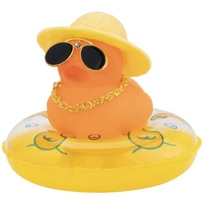 Πολύχρωμο καουμπόικο καπέλο τζέντλεμαν Καπέλο αυτοκινήτου Λαστιχένια πάπια Διακοσμήσεις ταμπλό στολίδι Χαριτωμένα εσωτερικά αξεσουάρ Πάπια με δαχτυλίδι