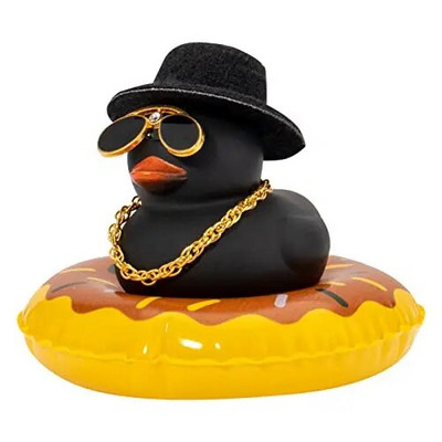 Πολύχρωμο καουμπόικο καπέλο τζέντλεμαν Καπέλο αυτοκινήτου Λαστιχένια πάπια Διακοσμήσεις ταμπλό στολίδι Χαριτωμένα εσωτερικά αξεσουάρ Πάπια με δαχτυλίδι