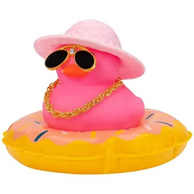 Πολύχρωμο καουμπόικο καπέλο τζέντλεμαν Καπέλο αυτοκινήτου Λαστιχένια πάπια Διακοσμήσεις ταμπλό στολίδι Χαριτωμένα εσωτερικά αξεσουάρ Πάπια με δαχτυλίδι