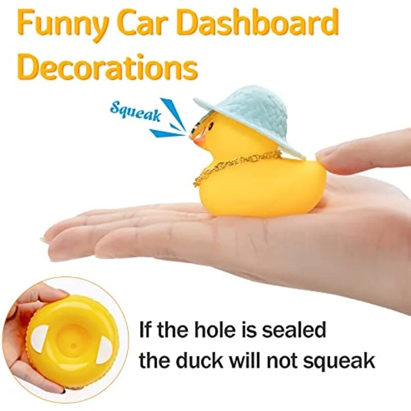 Πολύχρωμο καουμπόικο καπέλο τζέντλεμαν Καπέλο αυτοκινήτου Λαστιχένια πάπια Διακοσμήσεις ταμπλό στολίδι Χαριτωμένα εσωτερικά αξεσουάρ Πάπια με δαχτυλίδι