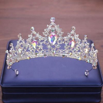 Pulmajuuksed Tiaara kristallist pruudi tiaara kroon hõbedase värvi diademloor tiaarad pulmajuukse aksessuaarid peakatted pea ehted